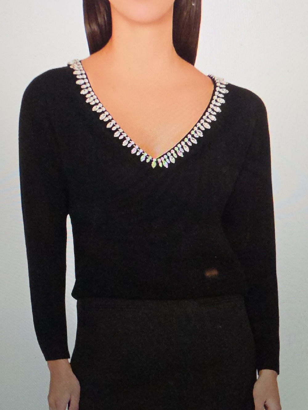 MILLY Kalia Rhinestone Embellished Knit Wool Blend Top Sizev S $350